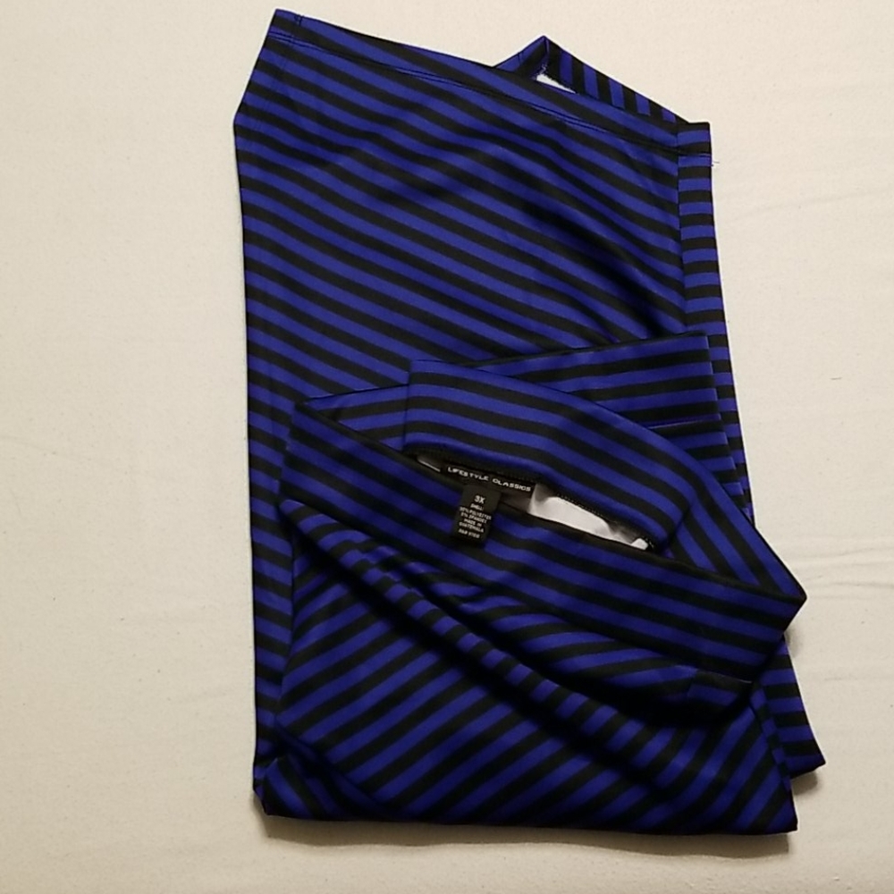 Black & Blue Striped Midi Skirt EUC - Picture 7 of 7